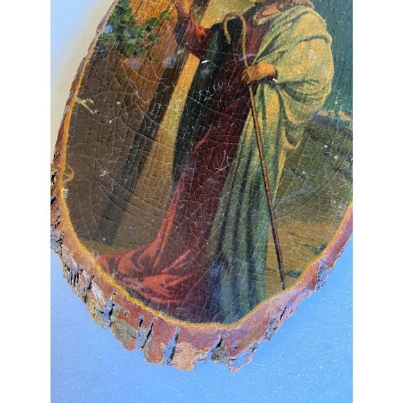 Vintage 60s Decoupage on Wood CHRIST Knocking at the Door - Picture 3 of 8